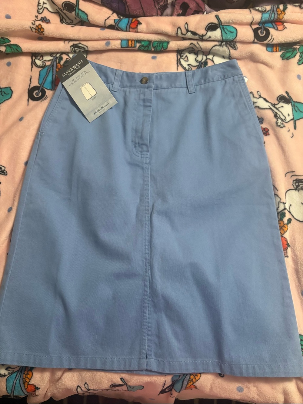 Eddie Bauer Light Blue A-Line Cotton Skirt signature twill